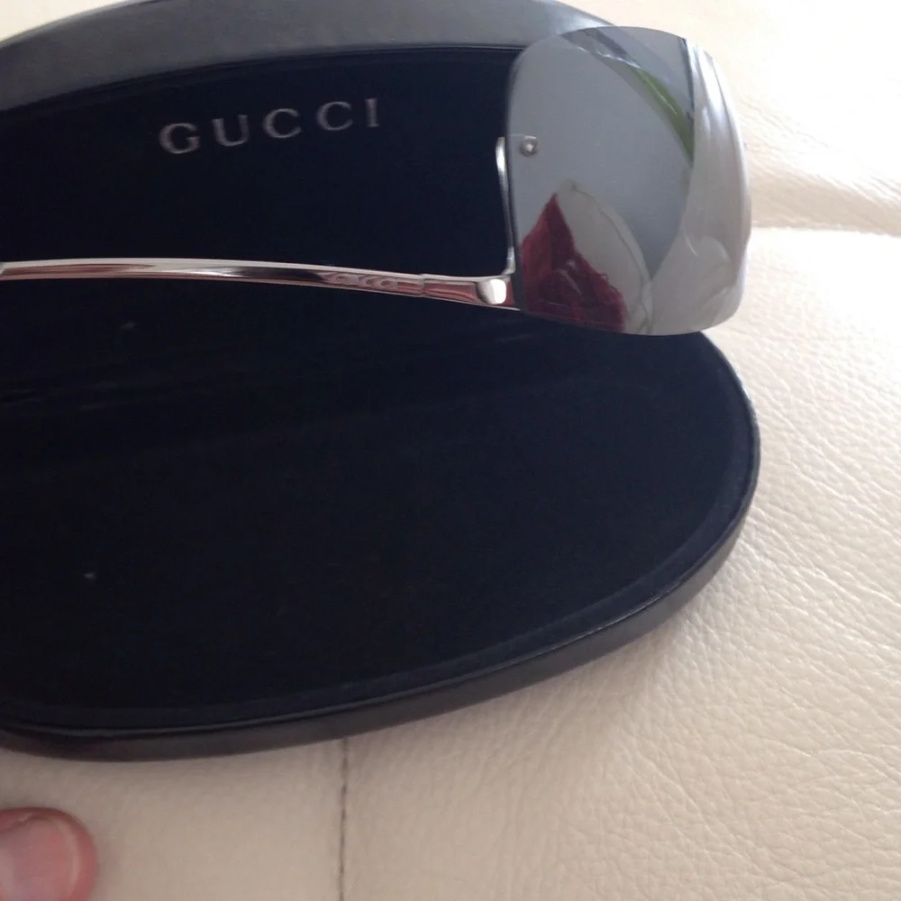 Gucci Silver Shield Sunglasses with Black Case
